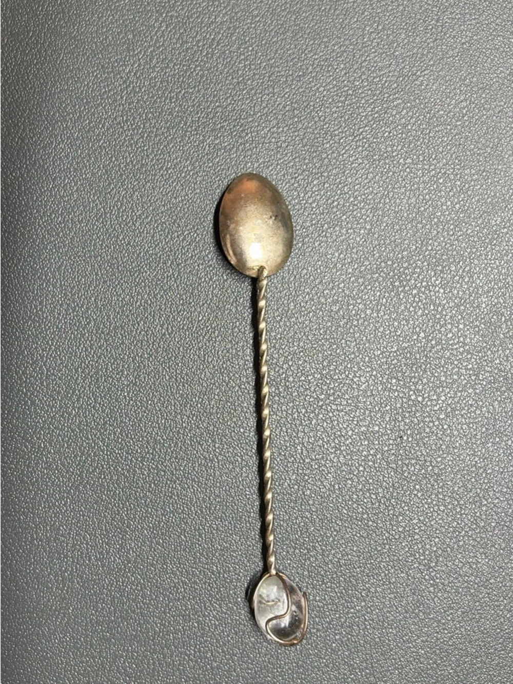 Silver spoons with crystals- white and purple